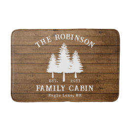 Tryckning av Rustic Land Family Cabin Träd Wood St Badrumsmatta