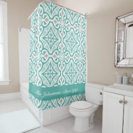 Tryckning av Teal Blue och White Moroccan Trellis 