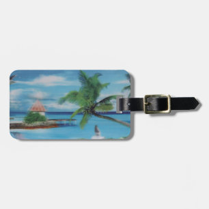 Tryckning av Tropical Beach Scene Art Print Bagagebricka