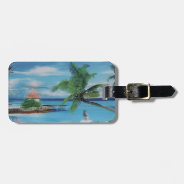 Tryckning av Tropical Beach Scene Art Print Bagagebricka (Horisontell Framsida)