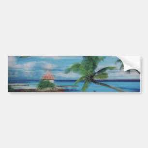 Tryckning av Tropical Beach Scene Art Print Bildekal