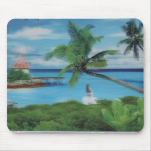 Tryckning av Tropical Beach Scene Art Print Musmatta