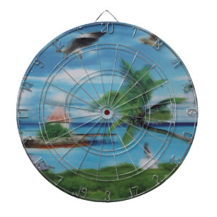 Tryckning av Tropical Beach Scene Art Print Piltavla