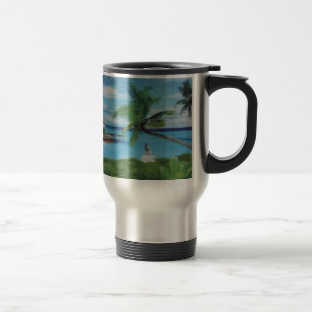 Tryckning av Tropical Beach Scene Art Print Resemugg (Höger)