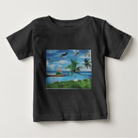 Tryckning av Tropical Beach Scene Art Print