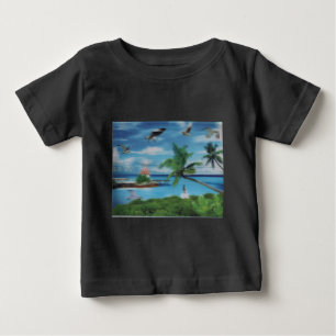 Tryckning av Tropical Beach Scene Art Print T Shirt