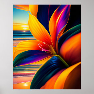Tryckning av Tropical Paradise Flowers Art Skriv u Poster