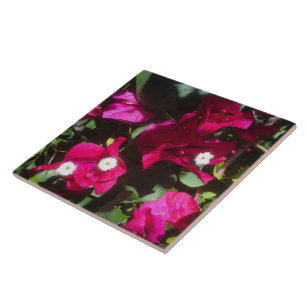 Tryckning av tropisk Blommigt, Retro-läge Kakelplatta