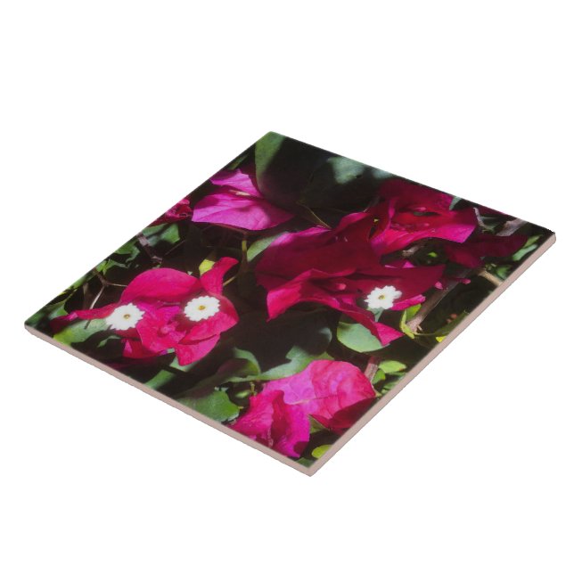 Tryckning av tropisk Blommigt, Retro-läge Kakelplatta (Sidan)