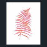 Tryckning av tropisk Rosa Fern Löv Watercolor Art  Poster<br><div class="desc">Ett sommarinspirerat tropiskt konstverk med rosa och orange vattenfärg på färgen löv.</div>