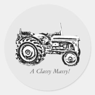Tryckning av vintage Grått massey fergison-traktor Runt Klistermärke