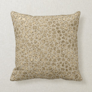 Tryckning i Antique Guld Glitter Cream Leopard Kudde