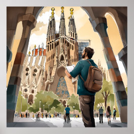 Tryckning i La Sagrada Familia Poster