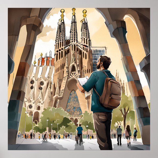 Tryckning i La Sagrada Familia Poster (Framsidan)