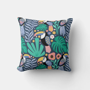 TryckPillow för Toucan Tropical Bird Blommigt Kudde