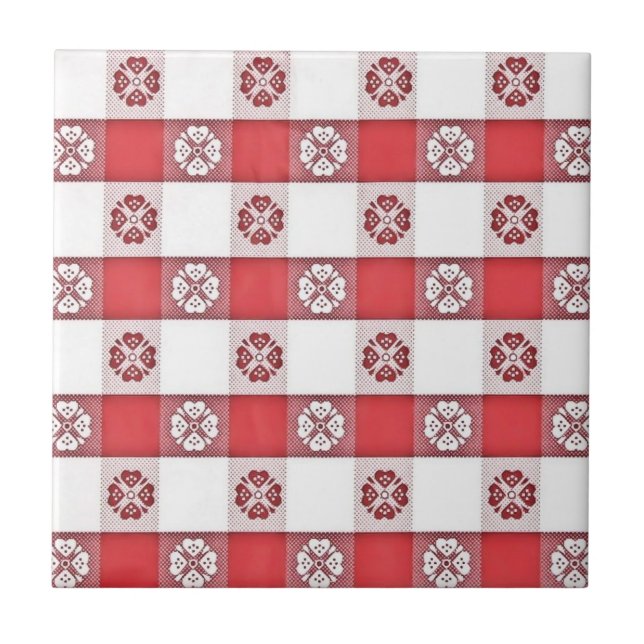 Tryckplattan Red and White Italiana Bord Trasa Kakelplatta (Framsidan)