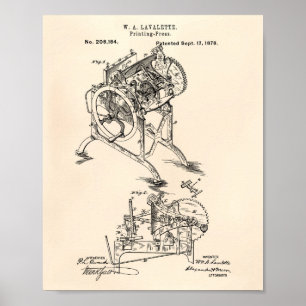 Tryckpress 1878 Patent Art Old Peper Poster