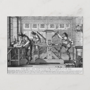 Tryckpress för fransk, 1642 vykort