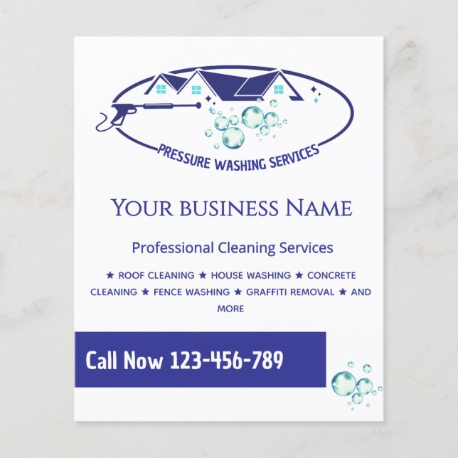 Tryckpress Tvättande hus Städning Tvätta strömbryt Flygblad (Framsidan)