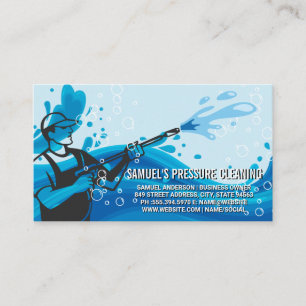 Tryckpress Vatten Spray Worker Soap Bubbles Visitkort