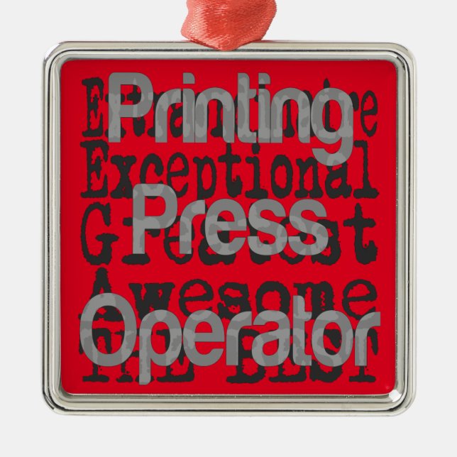 Tryckpressoperatör Extraordinaire Julgransprydnad Metall (Framsidan)