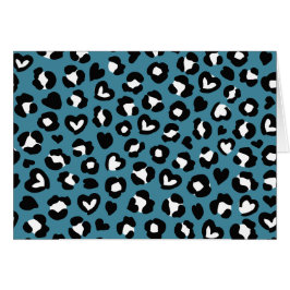 Trycksaker, blå leopard, Cheetah Spots, Hearts Hälsningskort