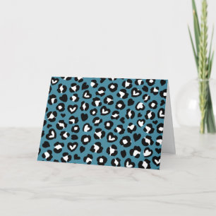 Trycksaker, blå leopard, Cheetah Spots, Hearts Kort