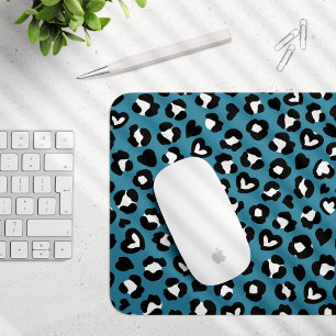 Trycksaker, blå leopard, Cheetah Spots, Hearts Musmatta