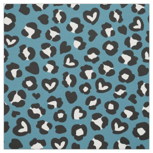 Trycksaker, blå leopard, Cheetah Spots, Hearts Tyg
