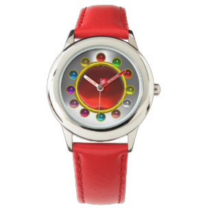 TRYCKT 3D RED RUBY- OCH FÄRGGEMSTONER ARMBANDSUR