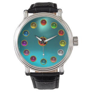 TRYCKT 3D RED RUBY- OCH FÄRGGEMSTONES,Blue Armbandsur