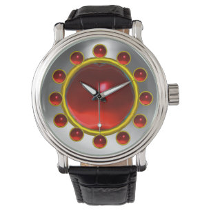 TRYCKT 3D RED RUBY OCH WHITE GEMSTONES ARMBANDSUR