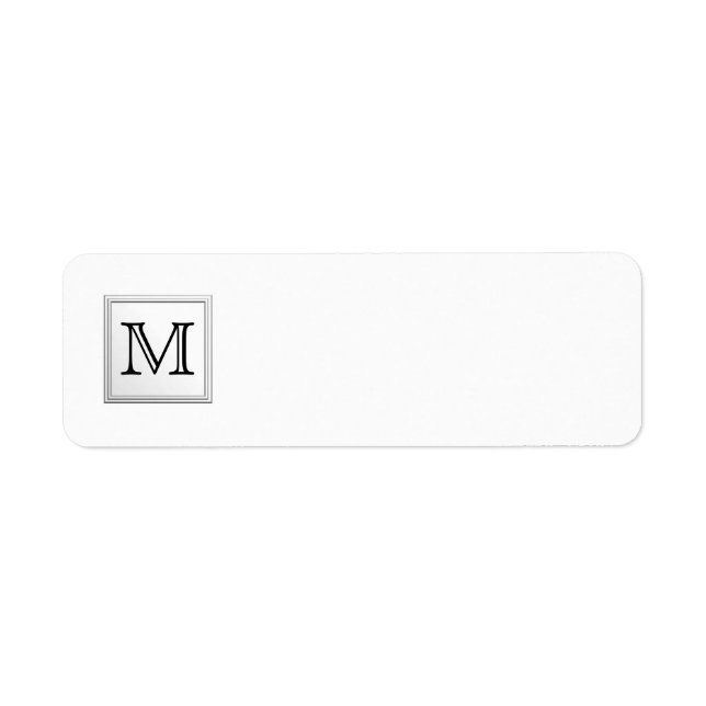 Tryckt Anpassningsbar Monogram. Black and White. Returadress Etikett (Framsidan)