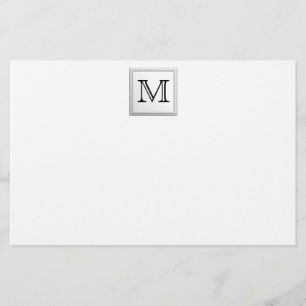 Tryckt Anpassningsbar Monogram. Svarta och vita. Brevpapper