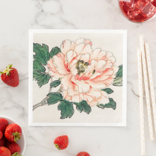 TRYCKT ANPASSNINGSBAR NAPKINS JAPANESE FLOWER OCH PAPPERSSERVETT
