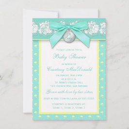 TRYCKT BÅDA Blommigt Snöre Baby Shower Inbjudan