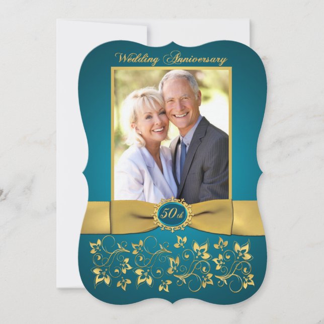 TRYCKT BAND 50-årsjubileum Inbjudan - Teal (Framsida)