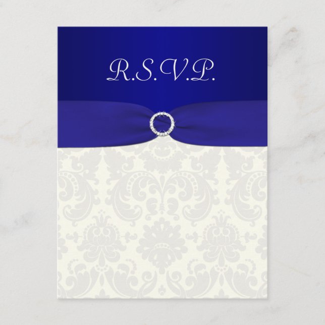 TRYCKT BAND Blå, Elfenbensdamast Svarskort OSA Kort (Framsida)