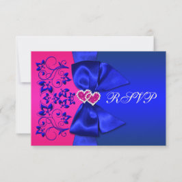 TRYCKT BAND Blått, Rosa Blommig Bröllops RSVP-kort OSA Kort