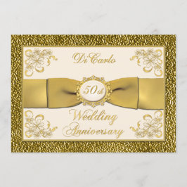 TRYCKT BAND Blommig 50-årsjubileums-inbjudan Inbjudningar