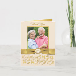 TRYCKT BAND Elfenbensguld Blommig Tacksamhetskort Tack Kort