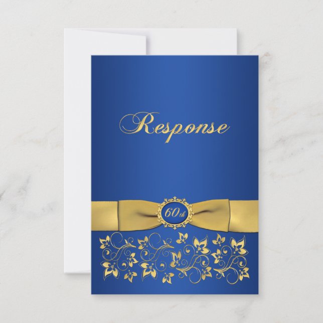 TRYCKT BAND Fancy-form 60-årsjubileum RSVP Inbjudningar (Framsida)