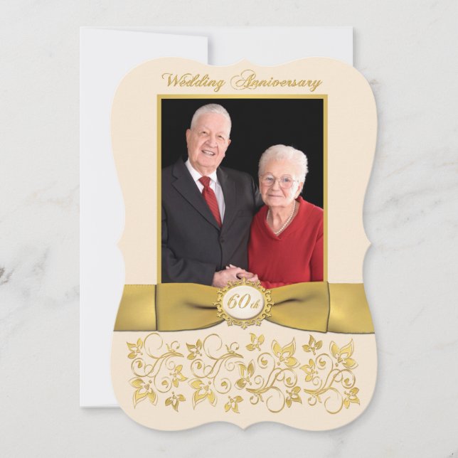 TRYCKT BAND Fancy Form 60-årsjubileumsinbjudan Inbjudningar (Framsida)