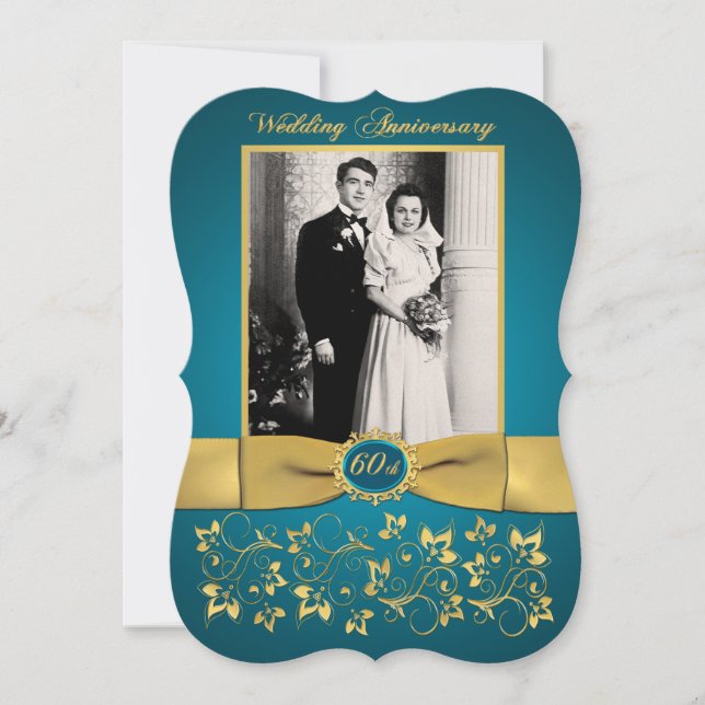 TRYCKT BAND Fancy Form 60-årsjubileumsinbjudan Inbjudningar (Framsida)