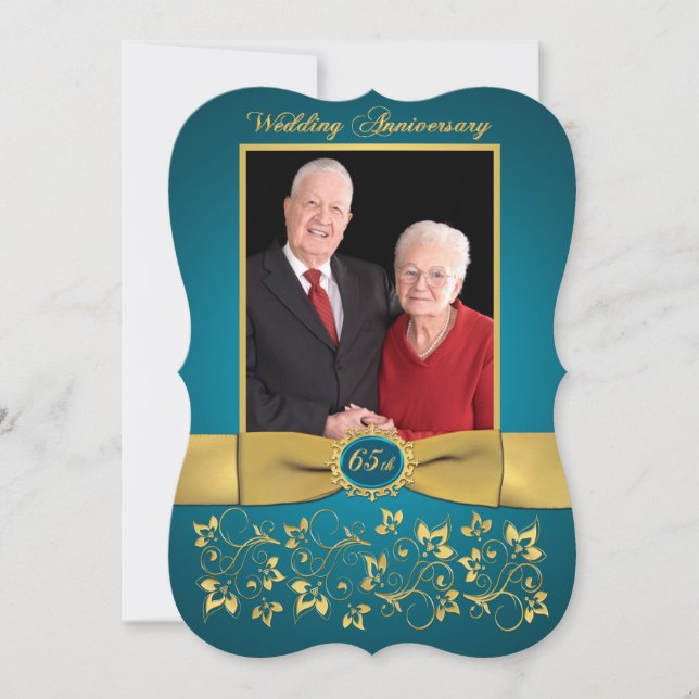 TRYCKT BAND Fancy form 65-års jubileums inbjudan (Framsida)