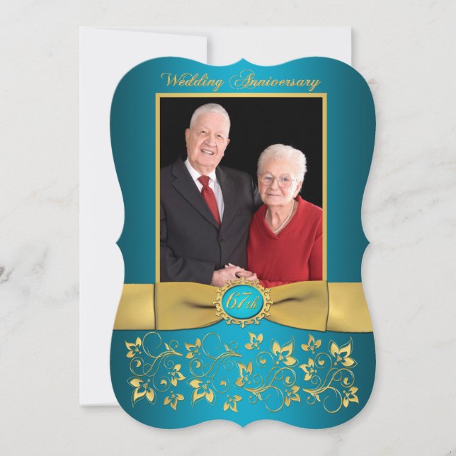 TRYCKT BAND Fancy Form 67-årsjubileums inbjudan (Framsida)