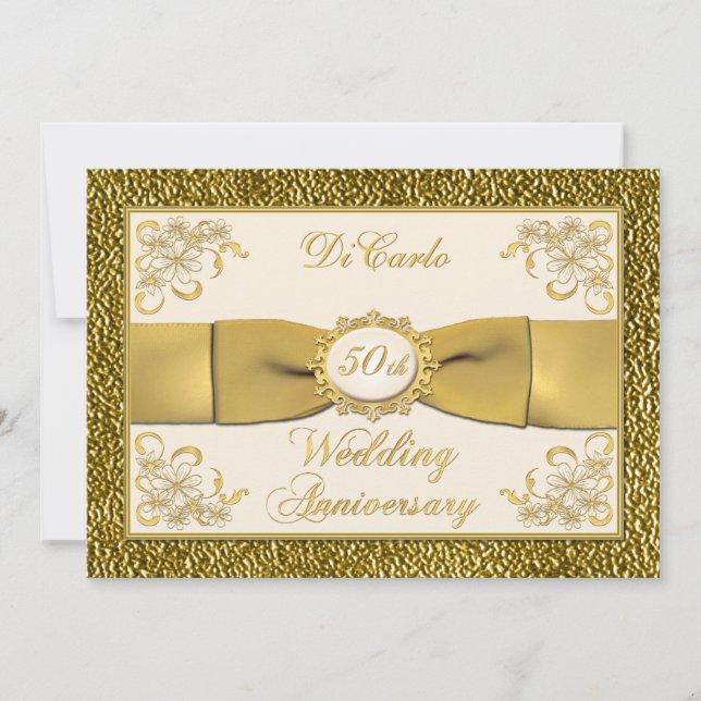 TRYCKT BAND Floral 50-årsjubileums inbjudan (Framsida)