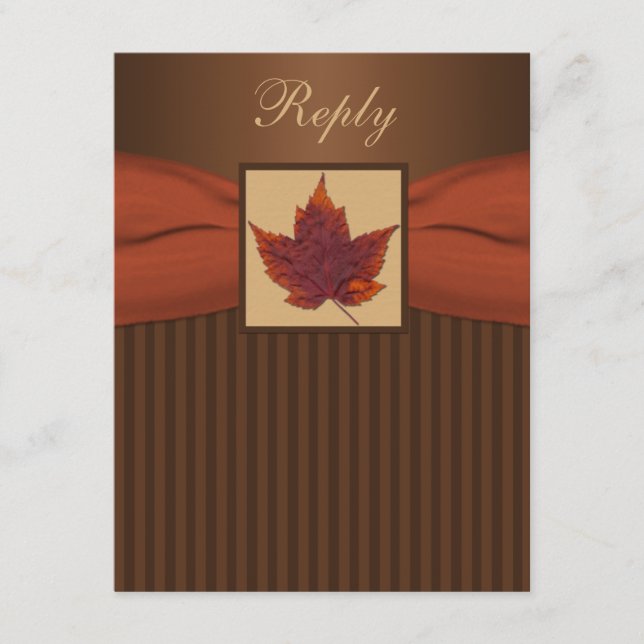 TRYCKT BAND Höstbladsränder Bröllopssvar OSA Kort (Framsida)