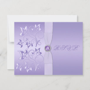 TRYCKT BAND Lavendel Blommig Juvelbesatt RSVP-kort OSA Kort