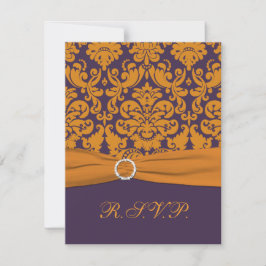 TRYCKT BAND Lila, Orange Damask RSVP-kort OSA Kort